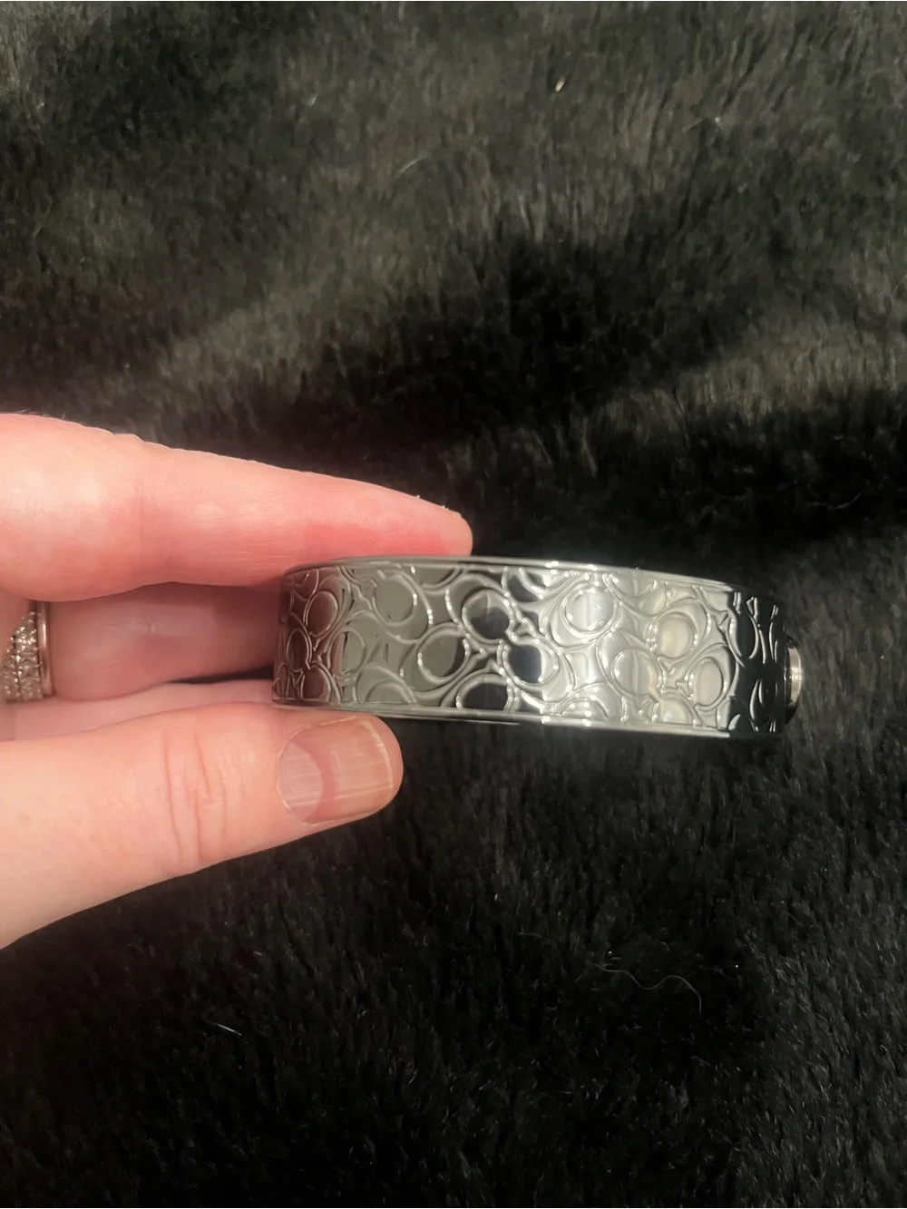 Coach Gunmetal Signature Cuff Bracelet Band